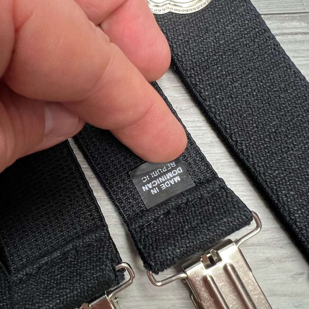 Solid Black Elastic Clip On Braces Suspenders - image 2